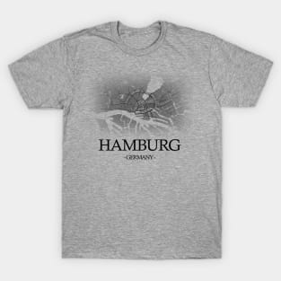 Hamburg City Map - Cartography Black T-Shirt